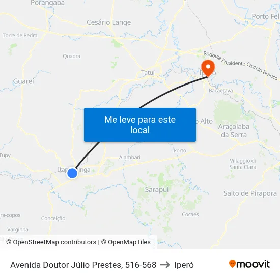 Avenida Doutor Júlio Prestes, 516-568 to Iperó map