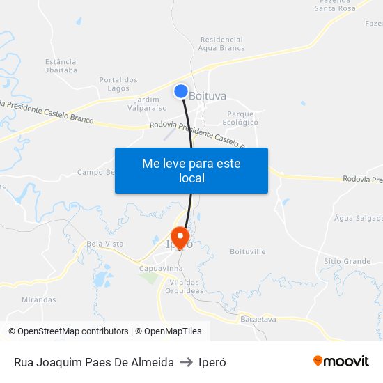 Rua Joaquim Paes De Almeida to Iperó map