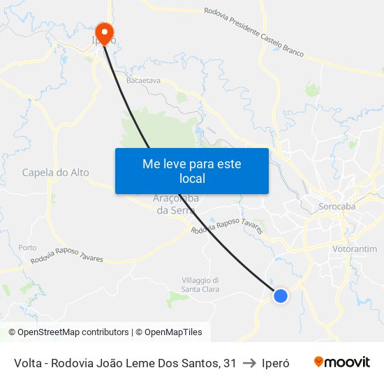 Volta - Rodovia João Leme Dos Santos, 31 to Iperó map