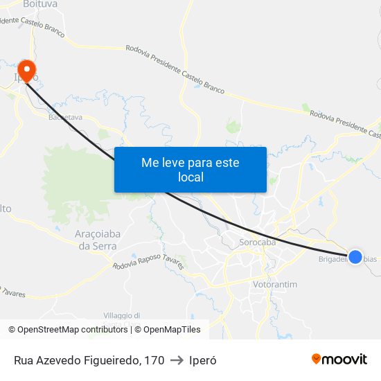 Rua Azevedo Figueiredo, 170 to Iperó map