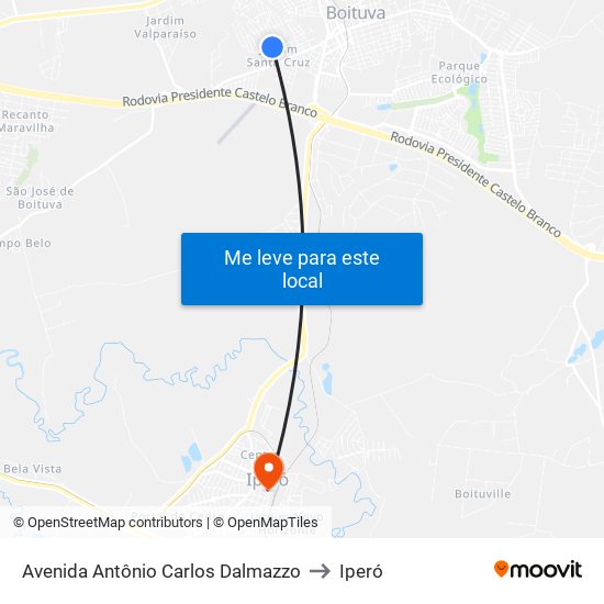 Avenida Antônio Carlos Dalmazzo to Iperó map