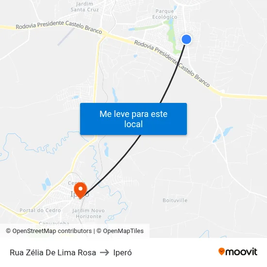 Rua Zélia De Lima Rosa to Iperó map