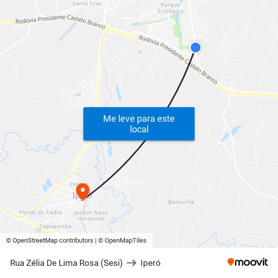 Rua Zélia De Lima Rosa (Sesi) to Iperó map