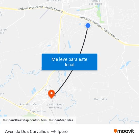 Avenida Dos Carvalhos to Iperó map
