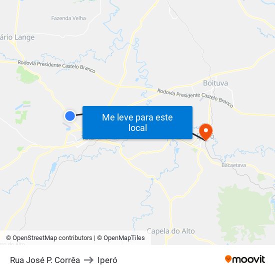 Rua José P. Corrêa to Iperó map