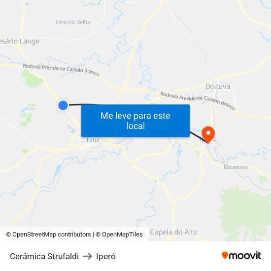 Cerâmica Strufaldi to Iperó map