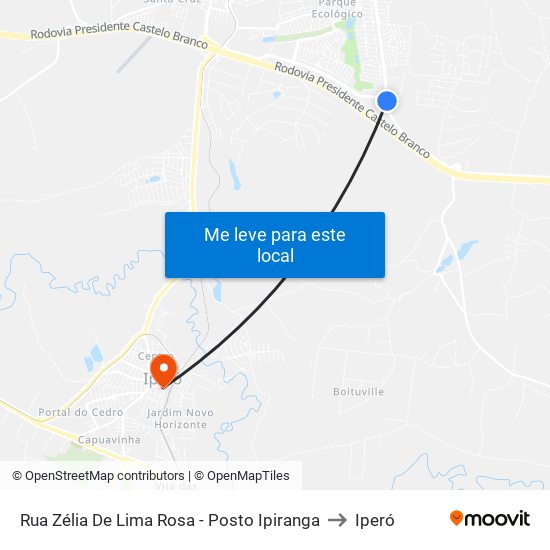 Rua Zélia De Lima Rosa - Posto Ipiranga to Iperó map