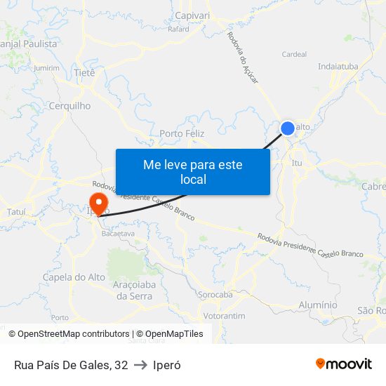 Rua País De Gales, 32 to Iperó map