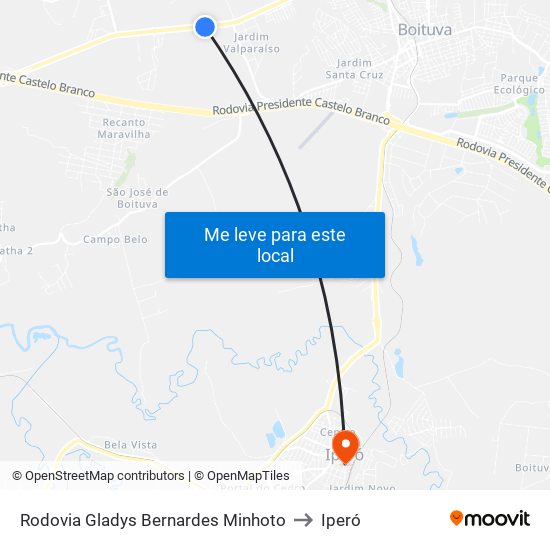 Rodovia Gladys Bernardes Minhoto to Iperó map