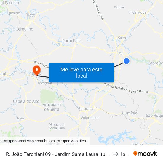 R. João Tarchiani 09 - Jardim Santa Laura Itu - SP Brasil to Iperó map