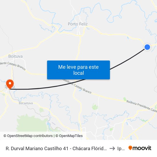 R. Durval Mariano Castilho 41 - Chácara Flórida Itu - SP Brasil to Iperó map