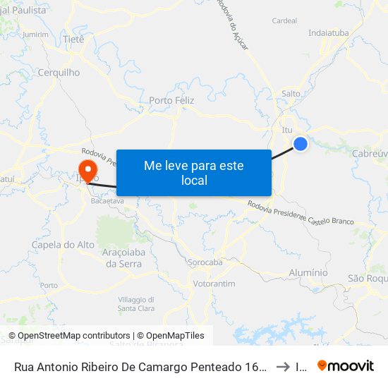 Rua Antonio Ribeiro De Camargo Penteado 165 - Jardim Aeroporto I Itu - SP Brasil to Iperó map