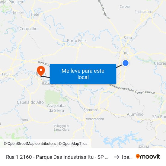 Rua 1 2160 - Parque Das Industrias Itu - SP Brasil to Iperó map
