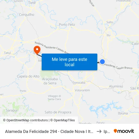 Alameda Da Felicidade 294 - Cidade Nova I Itu - SP Brasil to Iperó map