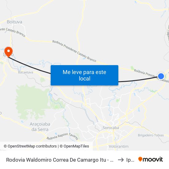 Rodovia Waldomiro Correa De Camargo Itu - São Paulo Brasil to Iperó map