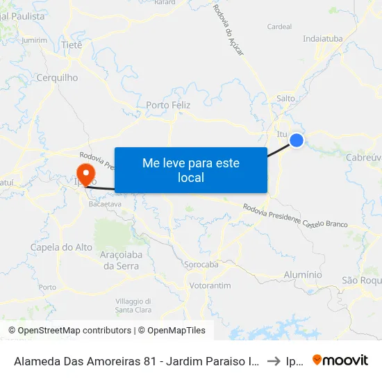 Alameda Das Amoreiras 81 - Jardim Paraiso II Itu - SP Brasil to Iperó map