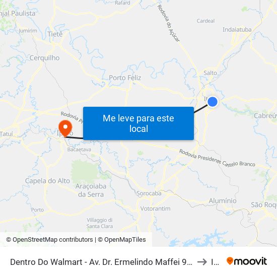 Dentro Do Walmart - Av. Dr. Ermelindo Maffei 945 - Brasil Itu - SP 13304-305 Brasil to Iperó map