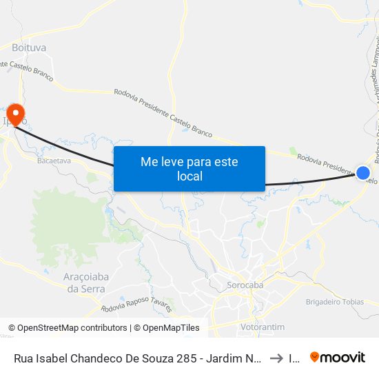 Rua Isabel Chandeco De Souza 285 - Jardim Novo Mundo Itu - SP 13308-462 Brasil to Iperó map