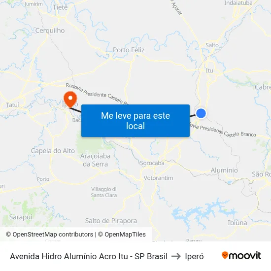 Avenida Hidro Alumínio Acro Itu - SP Brasil to Iperó map