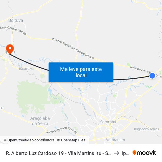R. Alberto Luz Cardoso 19 - Vila Martins Itu - SP 13308-500 Brasil to Iperó map