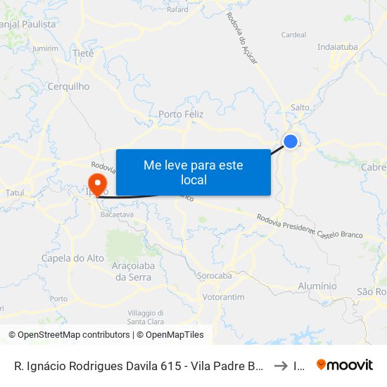 R. Ignácio Rodrigues Davila 615 - Vila Padre Bento Itu - SP 13313-042 Brasil to Iperó map