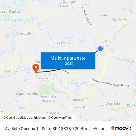 Av. Sete Quedas 1 - Salto SP 13328-720 Brasil to Iperó map