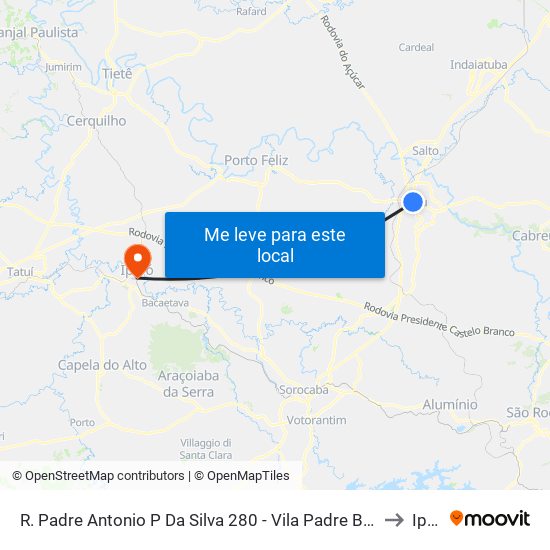 R. Padre Antonio P Da Silva 280 - Vila Padre Bento Itu - SP Brasil to Iperó map