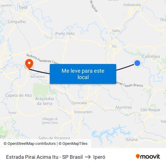 Estrada Pirai Acima Itu - SP Brasil to Iperó map