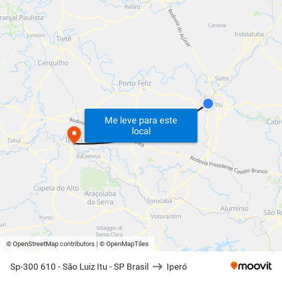 Sp-300 610 - São Luiz Itu - SP Brasil to Iperó map
