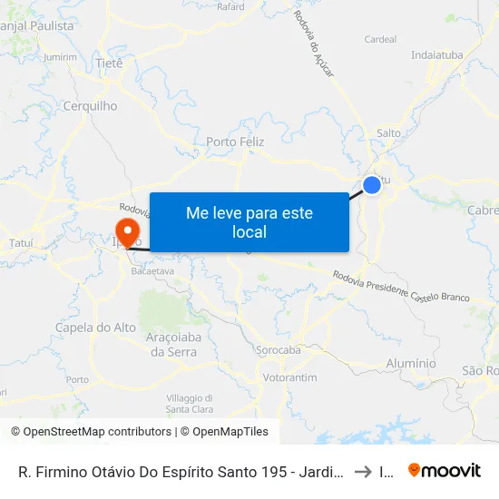 R. Firmino Otávio Do Espírito Santo 195 - Jardim Alberto Gomes Itu - SP Brasil to Iperó map