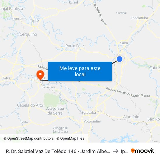R. Dr. Salatiel Vaz De Tolêdo 146 - Jardim Alberto Gomes Itu - SP Brasil to Iperó map