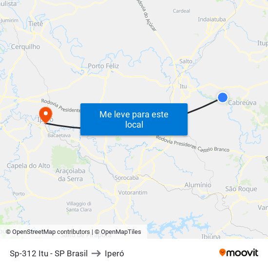 Sp-312 Itu - SP Brasil to Iperó map