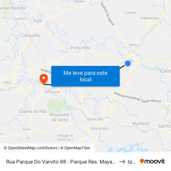 Rua Parque Do Varvito 88 - Parque Res. Mayard Itu - SP Brasil to Iperó map