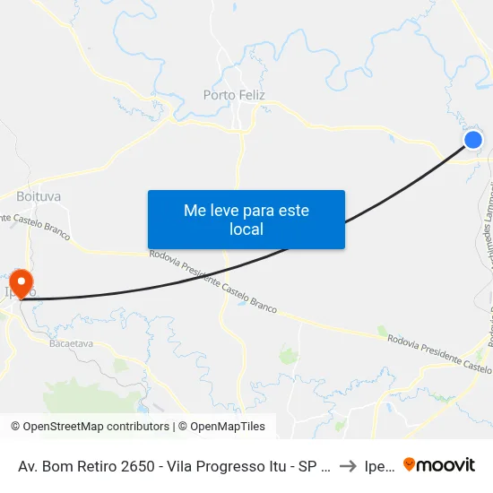 Av. Bom Retiro 2650 - Vila Progresso Itu - SP Brasil to Iperó map