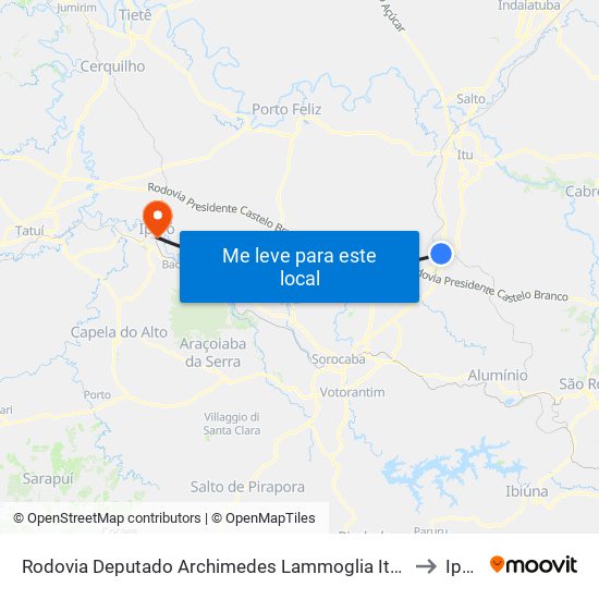 Rodovia Deputado Archimedes Lammoglia Itu - SP Brasil to Iperó map