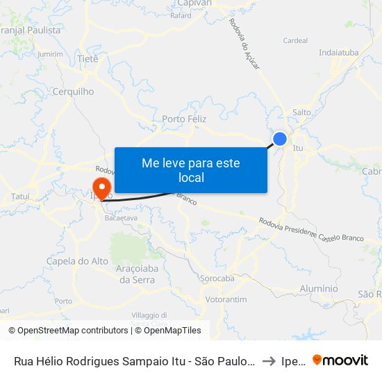 Rua Hélio Rodrigues Sampaio Itu - São Paulo Brasil to Iperó map