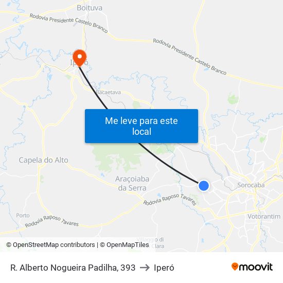 R. Alberto Nogueira Padilha, 393 to Iperó map