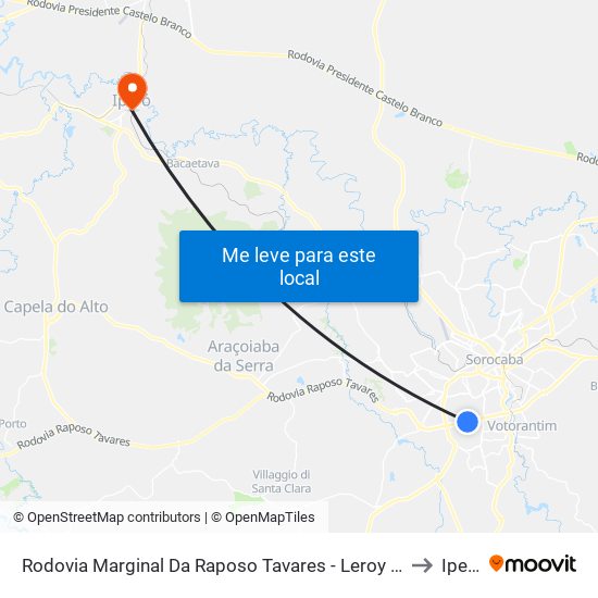 Rodovia Marginal Da Raposo Tavares - Leroy Merlin to Iperó map