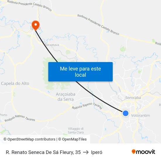 Rua Renato Sêneca De Sá Fleury, 35 to Iperó map