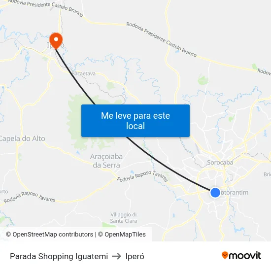 Parada Shopping Iguatemi to Iperó map