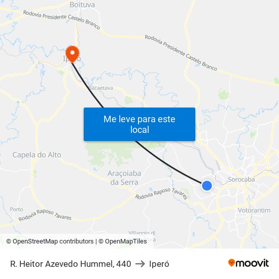 R. Heitor Azevedo Hummel, 440 to Iperó map