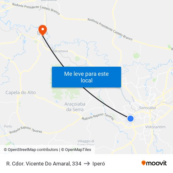 R. Cdor. Vicente Do Amaral, 334 to Iperó map