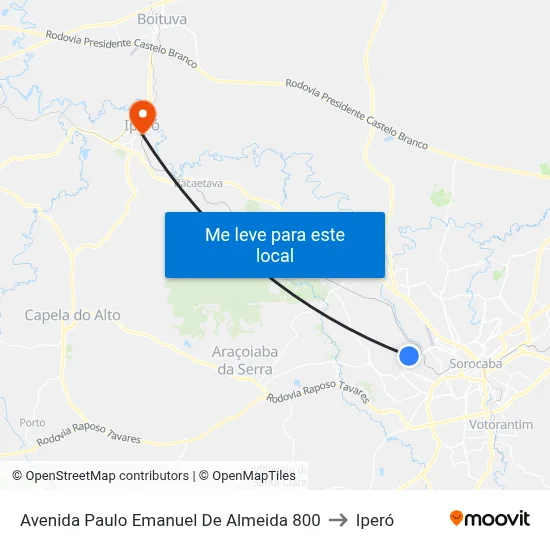 Avenida Paulo Emanuel De Almeida 800 to Iperó map
