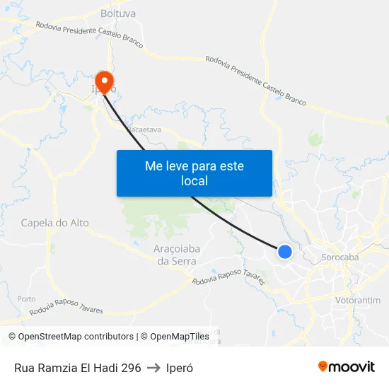 Rua Ramzia El Hadi 296 to Iperó map