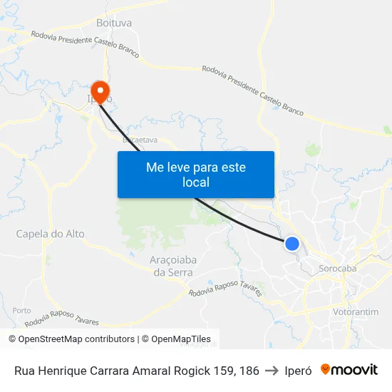 Rua Henrique Carrara Amaral Rogick 159, 186 to Iperó map