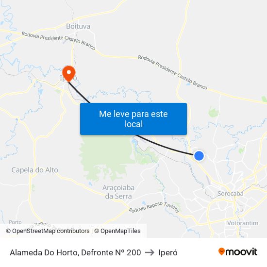 Alameda  Do Horto, Defronte Nº 200 to Iperó map