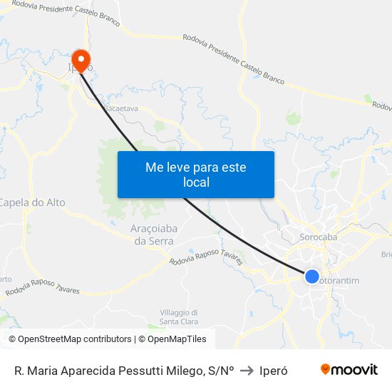 R. Maria Aparecida Pessutti Milego, S/Nº to Iperó map