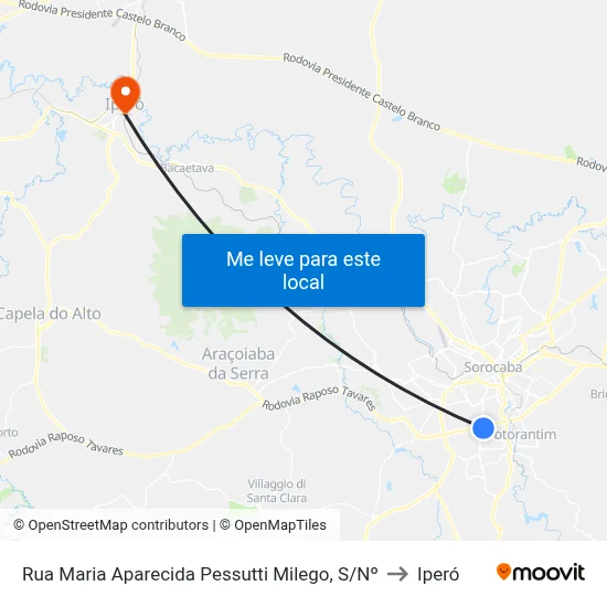 Rua Maria Aparecida Pessutti Milego, S/Nº to Iperó map