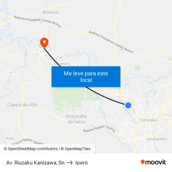 Av. Riuzaku Kanizawa, Sn to Iperó map