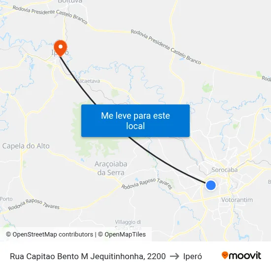 Rua Capitao Bento M Jequitinhonha, 2200 to Iperó map
